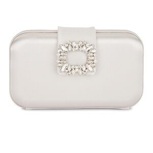 olga berg Emmy Crystal Trim Clutch in Oyster